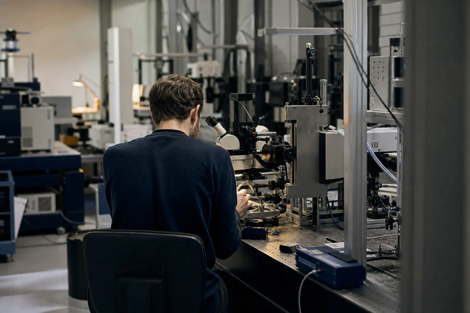 Ricercatore al lavoro in un laboratorio tecnologico