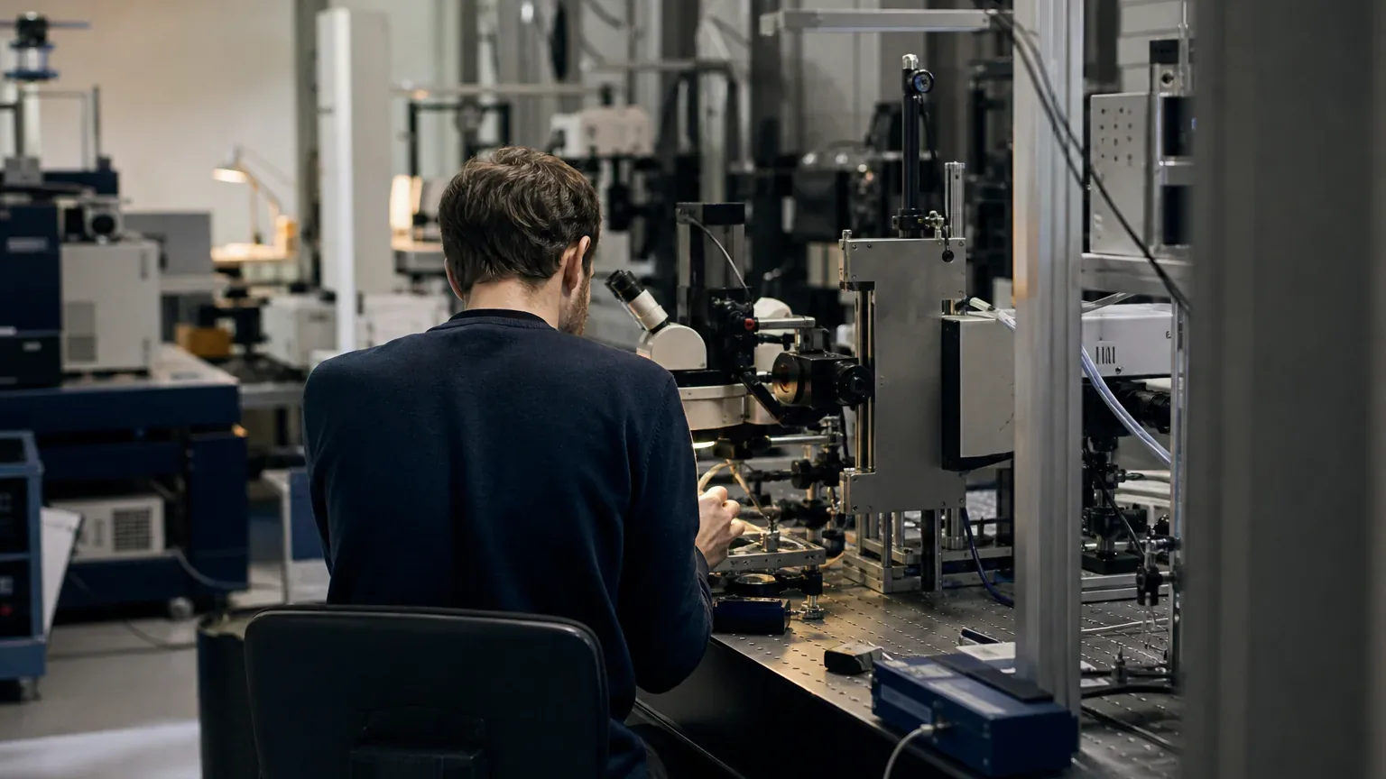 Researcher working with artificial intelligence systems